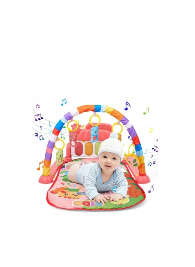 Baby Play Mat, Fun Piano Play Mat for Tummy Time, Baby Activity Mat with 5 Educational Sensory Toys for Infants, Music and Lights, Ages 0-9-12 Months Code (B-01) Color (Orange)  - Image 1