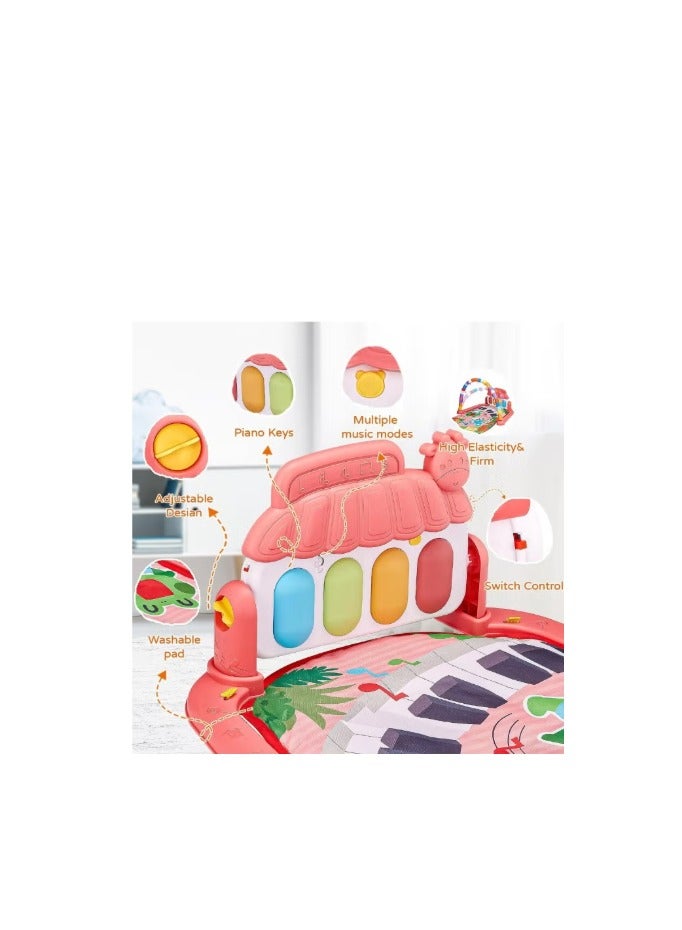 Baby Play Mat, Fun Piano Play Mat for Tummy Time, Baby Activity Mat with 5 Educational Sensory Toys for Infants, Music and Lights, Ages 0-9-12 Months Code (B-01) Color (Orange)  - Image 2