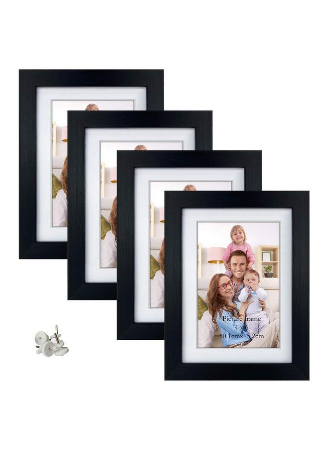 Giftgarden 4x6 Picture Frame Set of 4, 5x7 Frames Matted to 4 by 6 Pictures with Mat or 5 by 7 Photos without Mat, Wall Hanging or Tabletop Display, Black