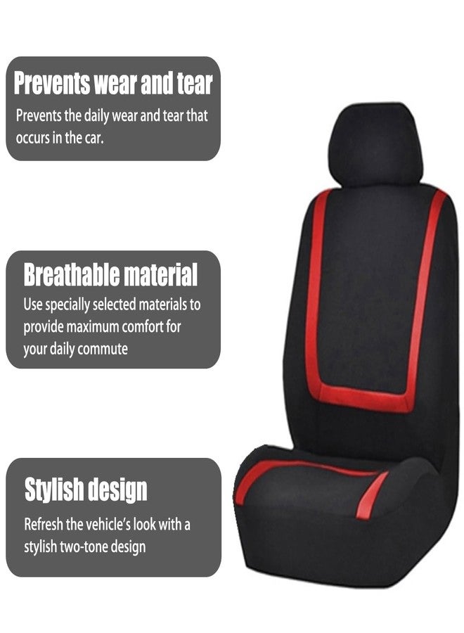 BELOMI Car Seat Covers Full Set, Breathable Premium Cloth Automotive Seat Cover, Universal Front and Rear Seat Covers, Easy to Install Car Accessories for Most Cars Trucks SUV (Red) - Image 2