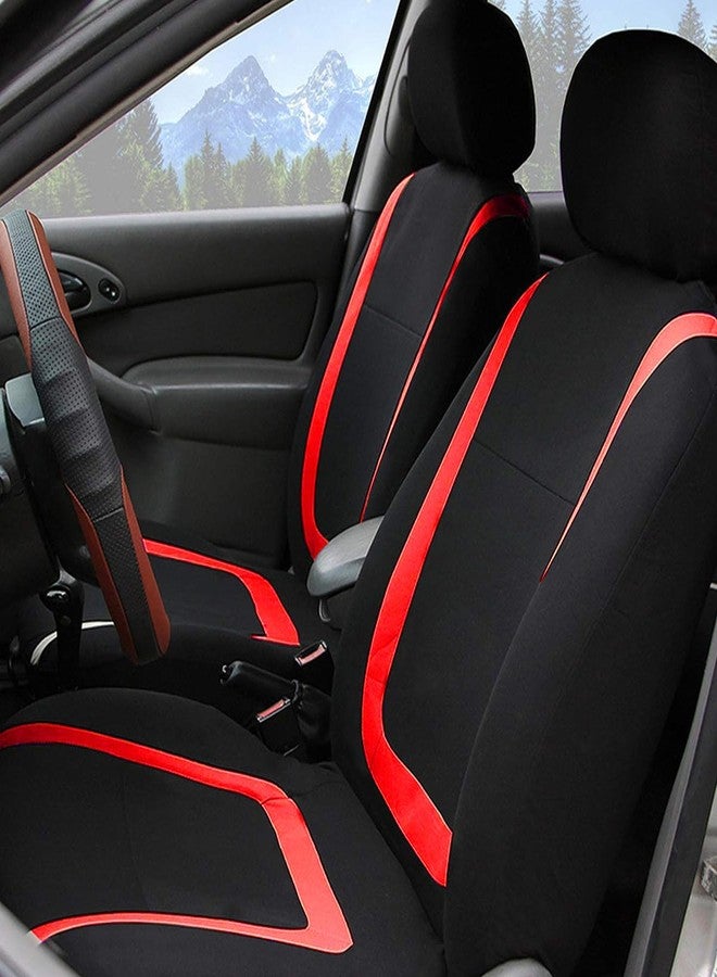 BELOMI Car Seat Covers Full Set, Breathable Premium Cloth Automotive Seat Cover, Universal Front and Rear Seat Covers, Easy to Install Car Accessories for Most Cars Trucks SUV (Red) - Image 3