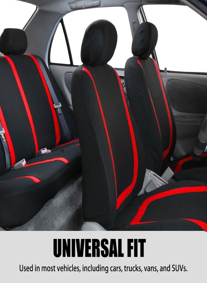 BELOMI Car Seat Covers Full Set, Breathable Premium Cloth Automotive Seat Cover, Universal Front and Rear Seat Covers, Easy to Install Car Accessories for Most Cars Trucks SUV (Red) - Image 4