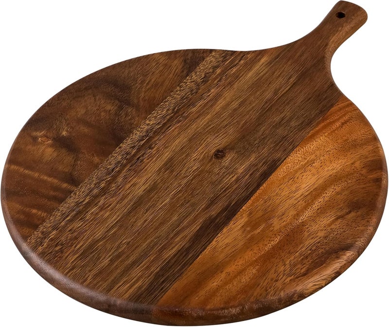SOFE Walnut Wood Pizza Serving Board 12 Round Thick Cutting Board with Handle Decorative Wooden Chopping Boards for Kitchen CheeseCharcuterie Board for Bread Vegetables Fruit Meat - Image 1