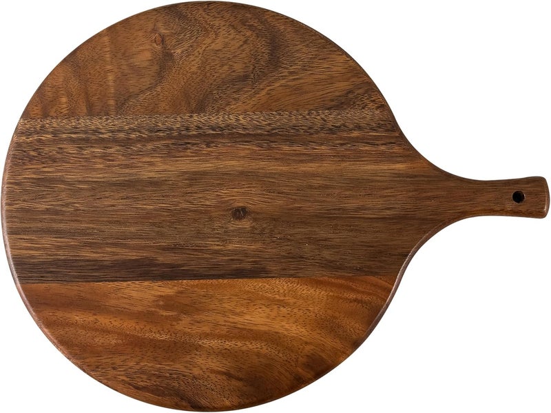 SOFE Walnut Wood Pizza Serving Board 12 Round Thick Cutting Board with Handle Decorative Wooden Chopping Boards for Kitchen CheeseCharcuterie Board for Bread Vegetables Fruit Meat - Image 2