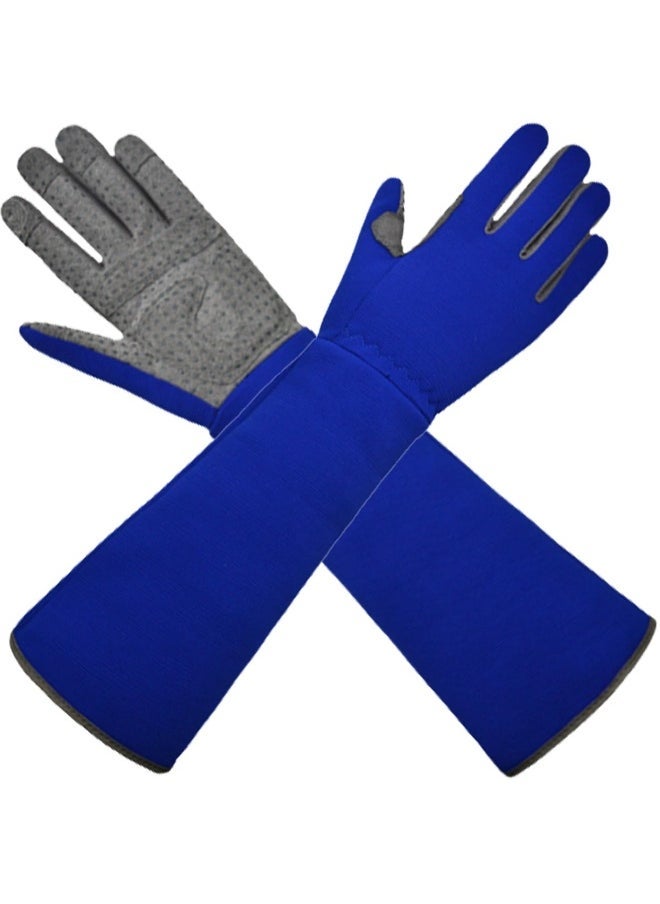 Generic Thorn Proof Long Sleeve Gardening Gloves, Light Protective Cotton Gloves for Yard and Outdoor Work, Blue, XL 