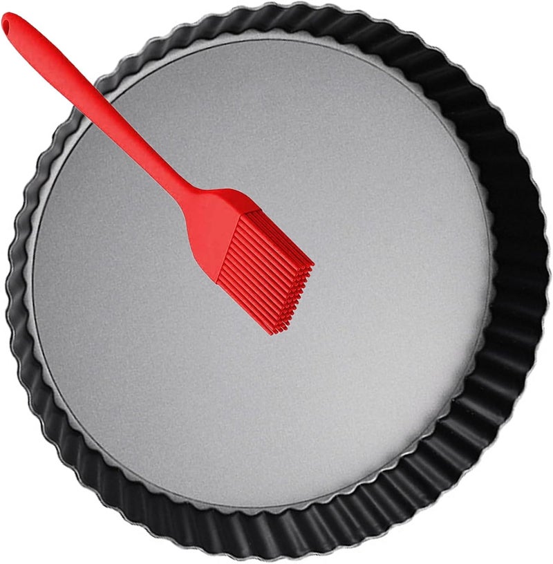 DATANYA Tart Pans with Removable Bottom 10 Inch Quiche Pan, Heavy Duty Carbon Steel Round Non-stick Fluted Pie Tart Pan for Mousse Cakes, Christmas Dessert Baking (10.2 Inch 1pc) - Image 1