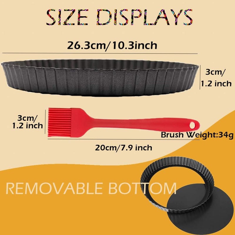 DATANYA Tart Pans with Removable Bottom 10 Inch Quiche Pan, Heavy Duty Carbon Steel Round Non-stick Fluted Pie Tart Pan for Mousse Cakes, Christmas Dessert Baking (10.2 Inch 1pc) - Image 2