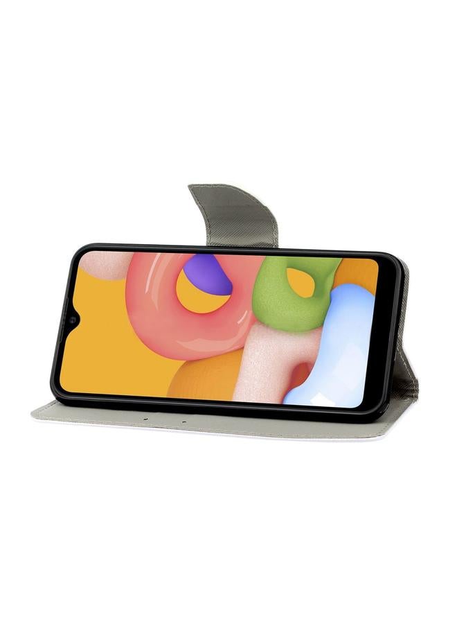 اس-توب جراب لهاتف Samsung Galaxy A01 بنمط رسم ملون، جراب جلدي قلاب أفقي مع حامل وفتحات للبطاقات ومحفظة وحبل - Image 4
