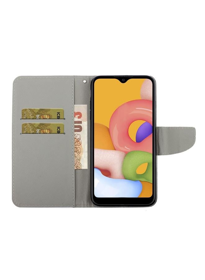 اس-توب جراب لهاتف Samsung Galaxy A01 بنمط رسم ملون، جراب جلدي قلاب أفقي مع حامل وفتحات للبطاقات ومحفظة وحبل - Image 5