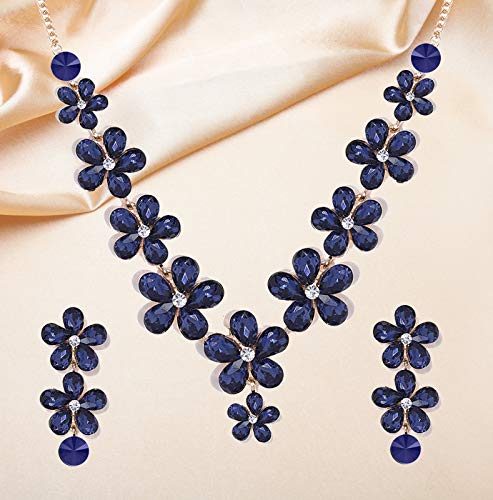 YouBella Jewellery Sets for Women Crystal Necklace Jewellery Set with Earrings for Girls/Women (Blue) - Image 4