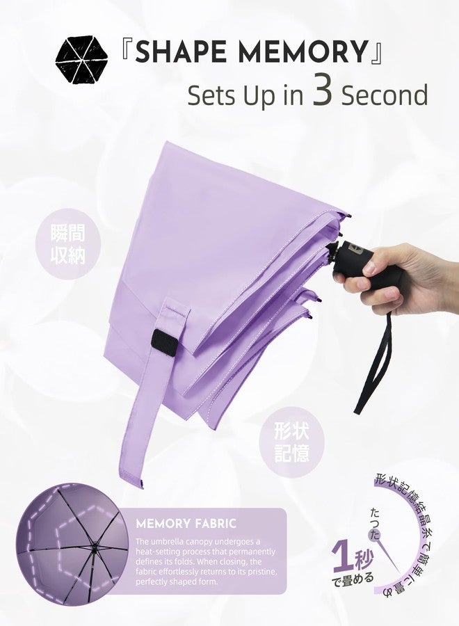 LILAC Compact Travel Umbrella, Easy Folding Auto Open/Close Umbrellas for Rain & Sun, Lightweight Portable Small for Backpack Car, less force to close for Women Men Kids, TSA Approved - Image 2