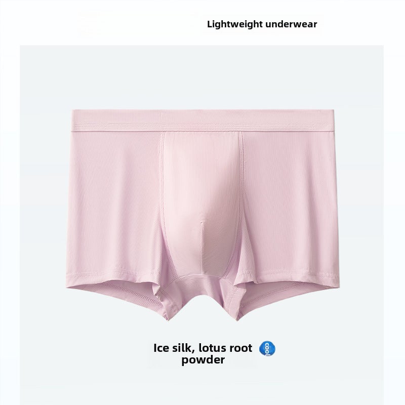 Mens Ice Silk Boxer Briefs Breathable Antimicrobial lotus root starch 