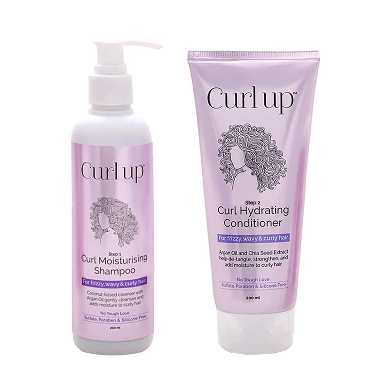 Curl Up Curl Up Hair Wash Combo with Curly Hair Shampoo And Conditioner For Dry Frizzy Wavy Curly Hair Sulphate Paraben And Silicone Free Combo of 2400ml  - Image 1