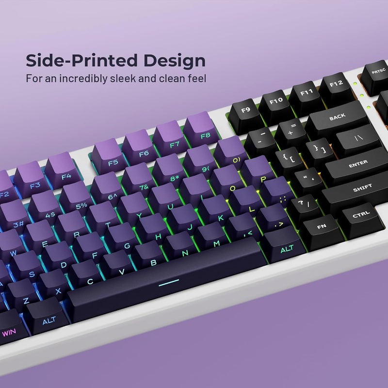 SDYZ XVX Side Print Shine Through PBT Double Shot Custom Keycap Set - 136 Keys Gradient Purple, OEM Profile for Cherry Gateron MX Switches Keyboard - Image 2