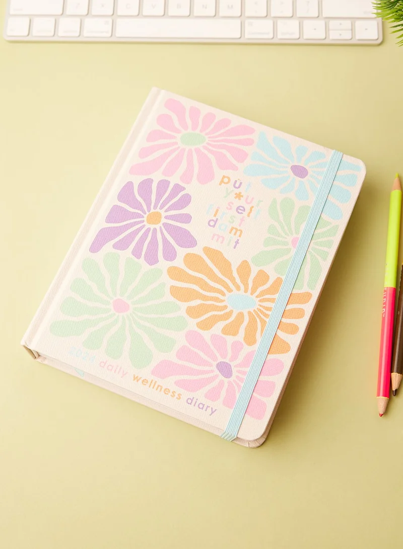 Typo Floral Planner Daily Wellness Diary