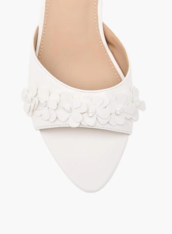 Flora Bella By Shoexpress Women Floral Applique Slip-On Sandals with Flared Heels
