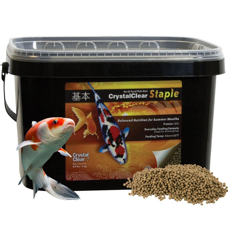 Crystal Clear CrystalClear Staple Pond Fish Food for Healthy Koi & Goldfish, Protein Packed Floating Pellets for Summer Nutrition, Easy Digestion, 8.8 Pound Bucket - Image 1