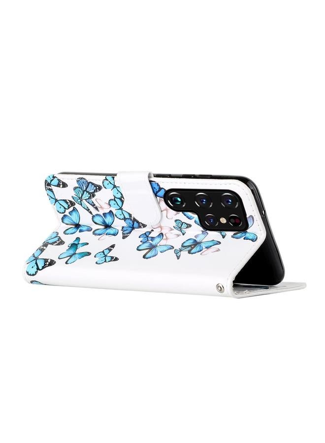 اس-توب جراب لهاتف Samsung Galaxy S22 Ultra 5G برسومات رخامية ملونة من جلد البولي يوريثان - Image 5