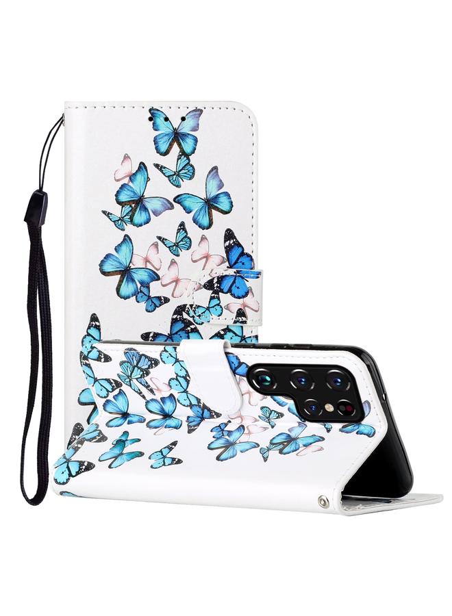 اس-توب جراب لهاتف Samsung Galaxy S22 Ultra 5G برسومات رخامية ملونة من جلد البولي يوريثان - Image 1