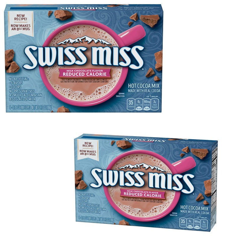 Swiss Miss Milk Chocolate Flavor Reduced Calorie Hot Cocoa Mix (8) 0.39 Ounce Envelopes (2 Packages) - Image 1
