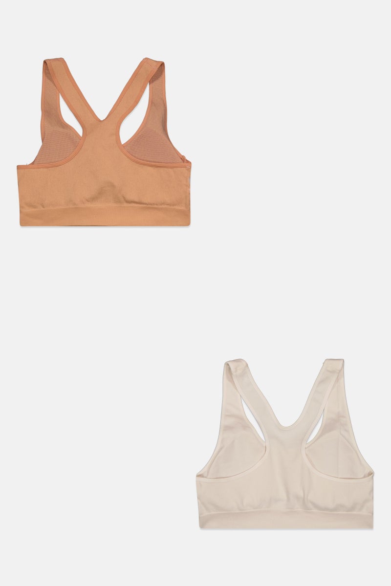 Comfort by Real Women 2 Pieces Padded Printed Bra, Tan  - Image 2