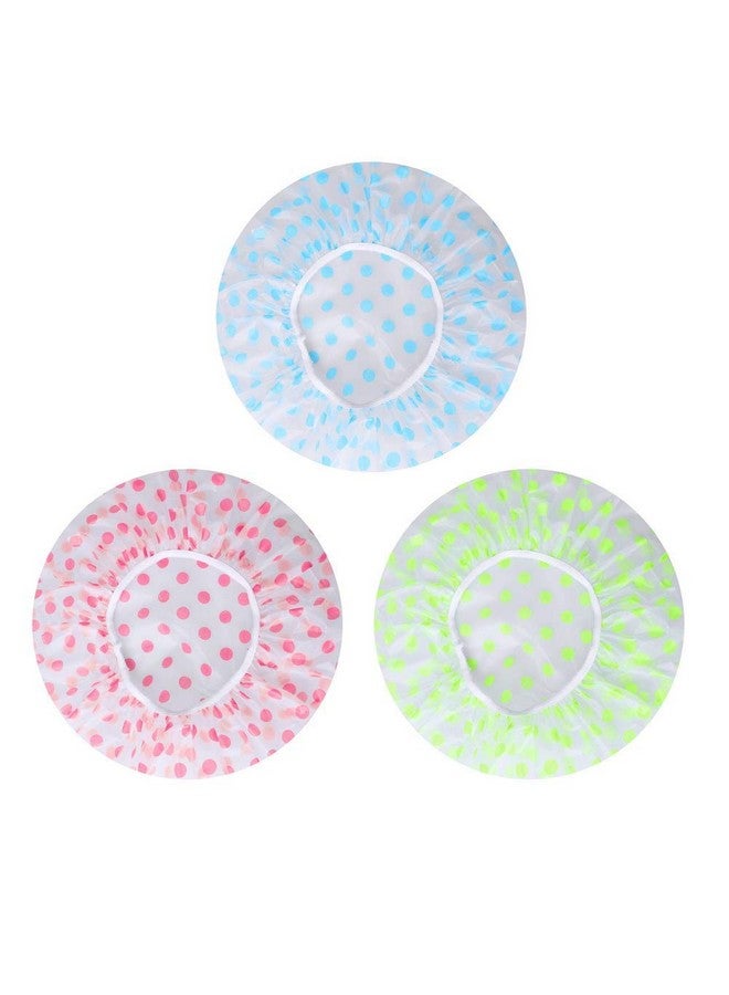 Shrux Shower Caps,9Pcs Waterproof Bath Caps Plastic Reusable Shower Caps Elastic Band Bath Hair Hat Women Ladies Spa Salon|Plastic Reusable Shower Hair Protection Cap|Bath Hair Cap (Pack OF 9) - Image 1