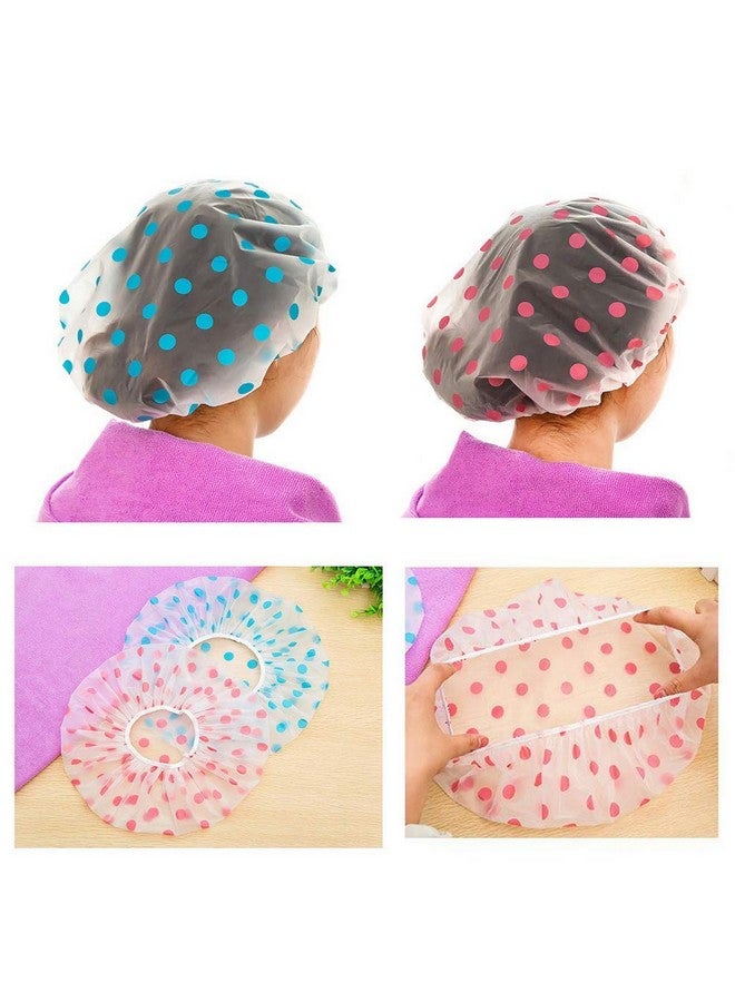 Shrux Shower Caps,9Pcs Waterproof Bath Caps Plastic Reusable Shower Caps Elastic Band Bath Hair Hat Women Ladies Spa Salon|Plastic Reusable Shower Hair Protection Cap|Bath Hair Cap (Pack OF 9) - Image 2