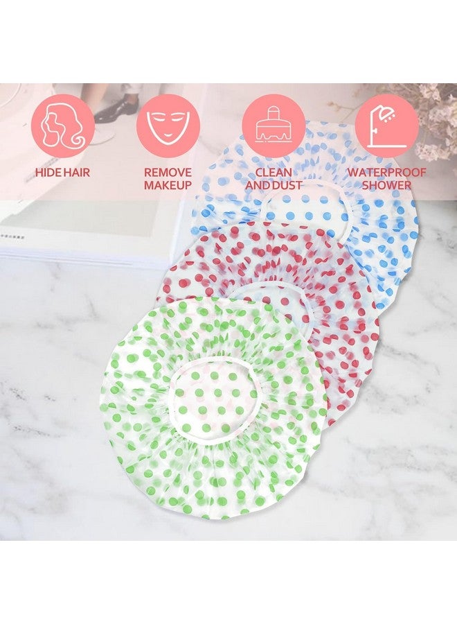 Shrux Shower Caps,9Pcs Waterproof Bath Caps Plastic Reusable Shower Caps Elastic Band Bath Hair Hat Women Ladies Spa Salon|Plastic Reusable Shower Hair Protection Cap|Bath Hair Cap (Pack OF 9) - Image 5