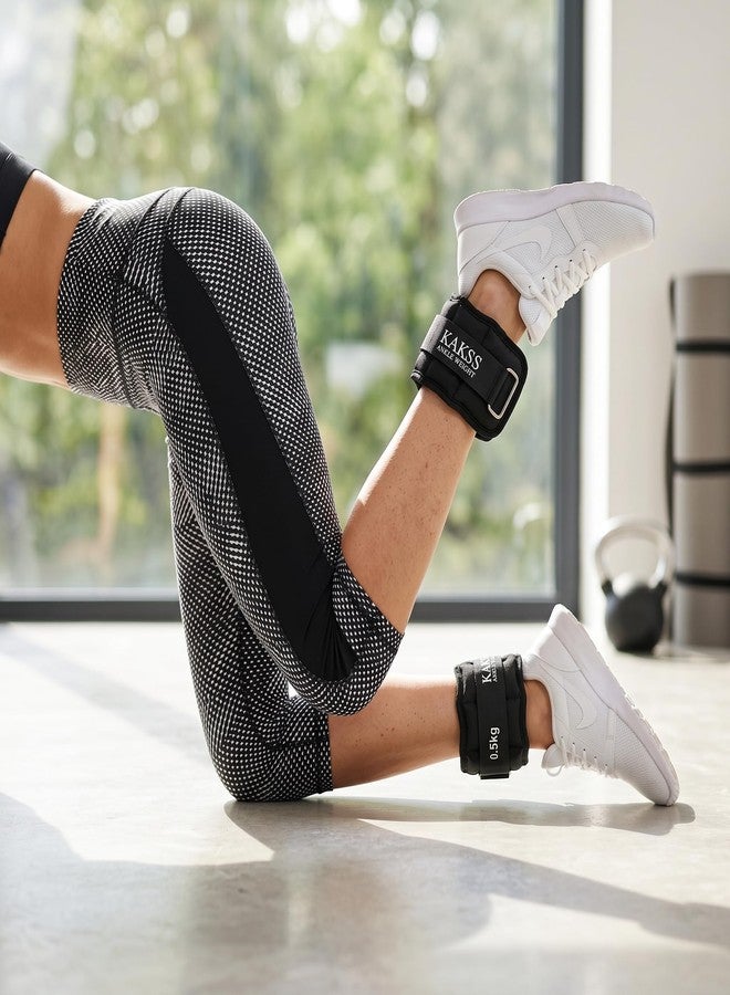 KAKSS Adjustable Ankle & Wrist Weights Pair (0.5KG x 2) with Storage Pouch for Men & Women - Comfortable & Durable Weights for Strength Training, Walking, Running, Yoga, Fitness & Home Workouts | Black - Image 4