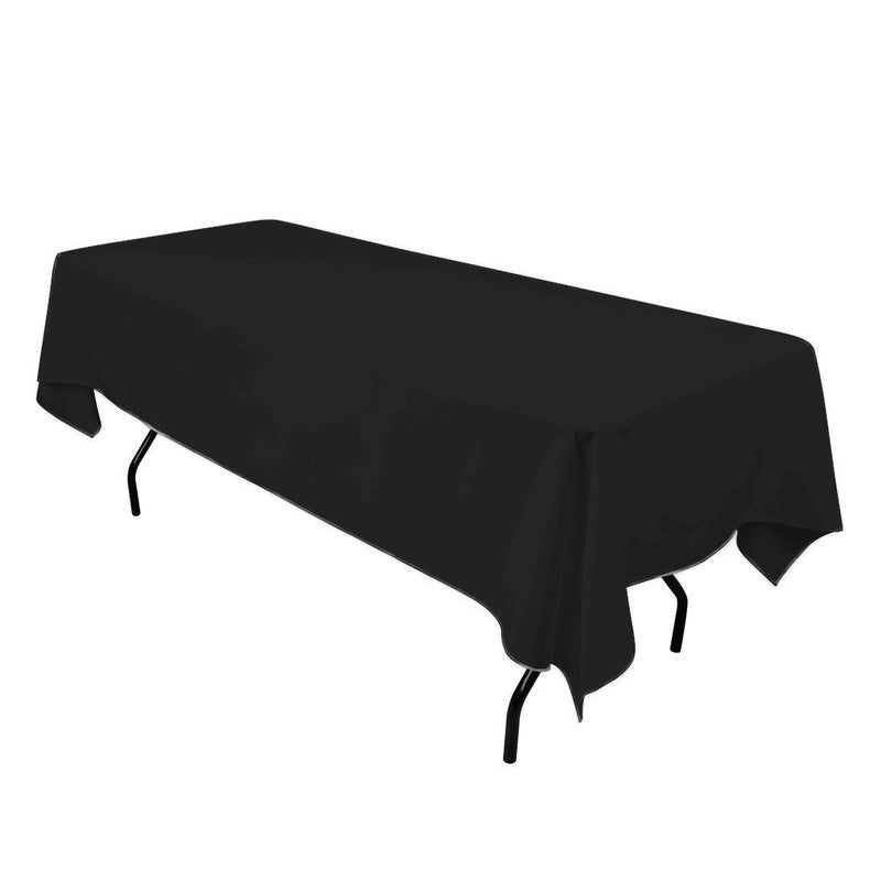 Gee Di Moda Rectangle Tablecloth  60 x 126 Inch Black Table Cloth for 8 Foot Rectangle Table  Heavy Duty Washable Fabric  for 8 Ft Buffet Table Holiday Party Dinner Wedding  Baby Shower