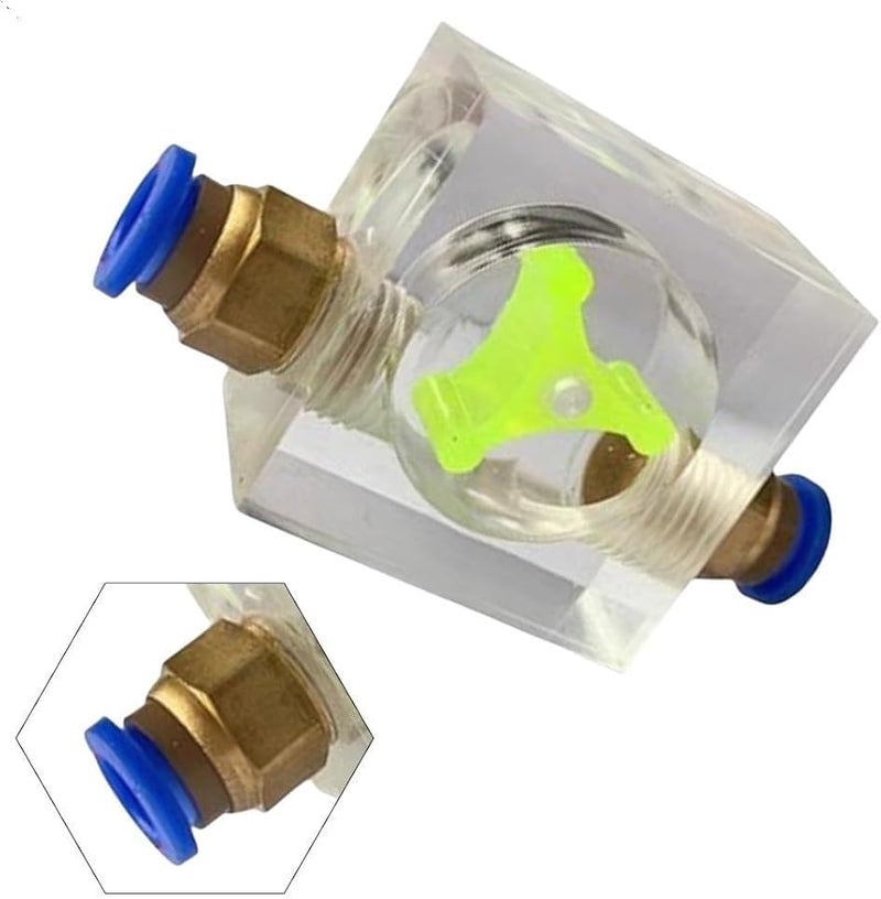 مؤشر تدفق المياه ثنائي الاتجاه مربع 16 مم لتبريد محرك المغزل بالنقش مراقبة التدفق في الوقت الحقيقي هيكل أكريليك معدني تيار مستمر 10-30 فولت - Image 4