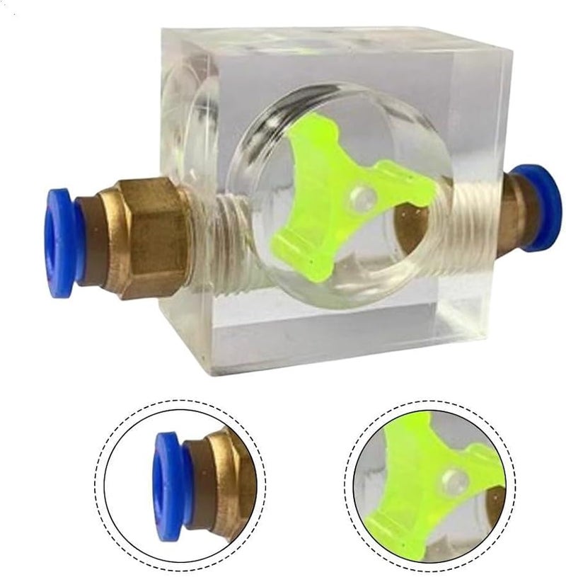 مؤشر تدفق المياه ثنائي الاتجاه مربع 16 مم لتبريد محرك المغزل بالنقش مراقبة التدفق في الوقت الحقيقي هيكل أكريليك معدني تيار مستمر 10-30 فولت - Image 5