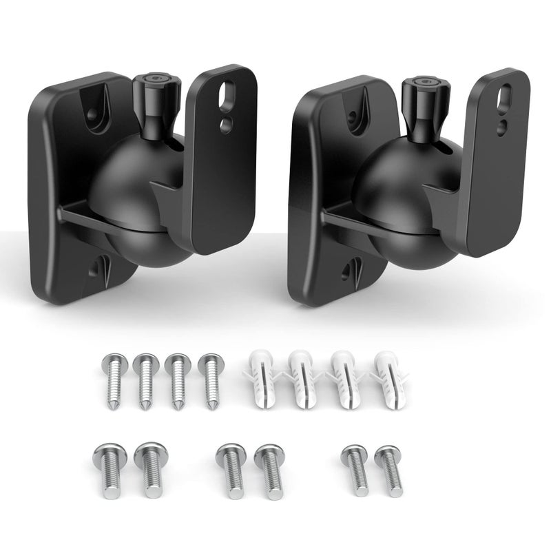 HomeMount Speaker Wall Mount Brackets - Surround & Bookshelf Speaker Wall Mounts Kit, Holds up to 8 lbs, 2 Pack, Black - Image 1