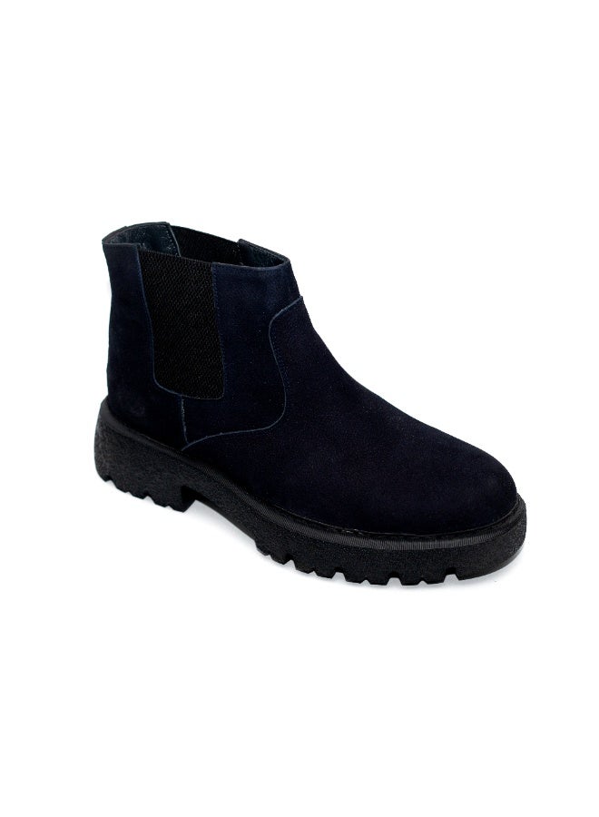 Crash Genuine Leather Half Boot - Navy - Image 1