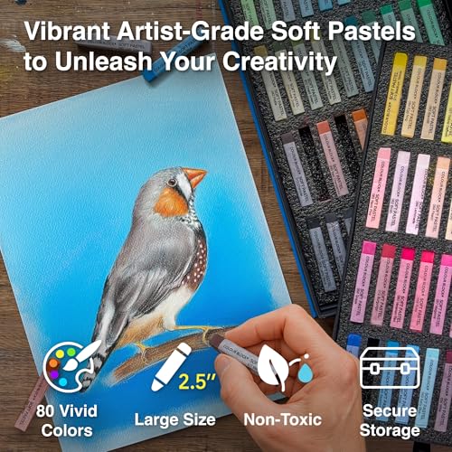 COLOUR BLOCK Soft Pastels for Artists - 80 Colors Square Chalk Soft Pastels Art Set in CARBON Box - Vibrant Pigments Art Kit for Painting, Drawing, Sketching, Hobbyists, Students and Kids - Image 2