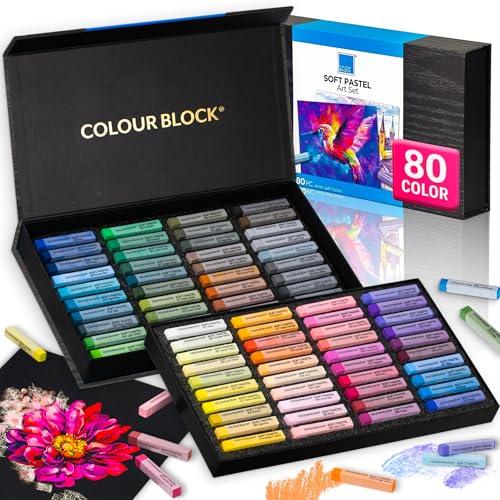COLOUR BLOCK Soft Pastels for Artists - 80 Colors Square Chalk Soft Pastels Art Set in CARBON Box - Vibrant Pigments Art Kit for Painting, Drawing, Sketching, Hobbyists, Students and Kids - Image 1