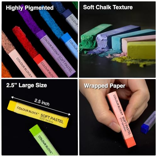COLOUR BLOCK Soft Pastels for Artists - 80 Colors Square Chalk Soft Pastels Art Set in CARBON Box - Vibrant Pigments Art Kit for Painting, Drawing, Sketching, Hobbyists, Students and Kids - Image 4