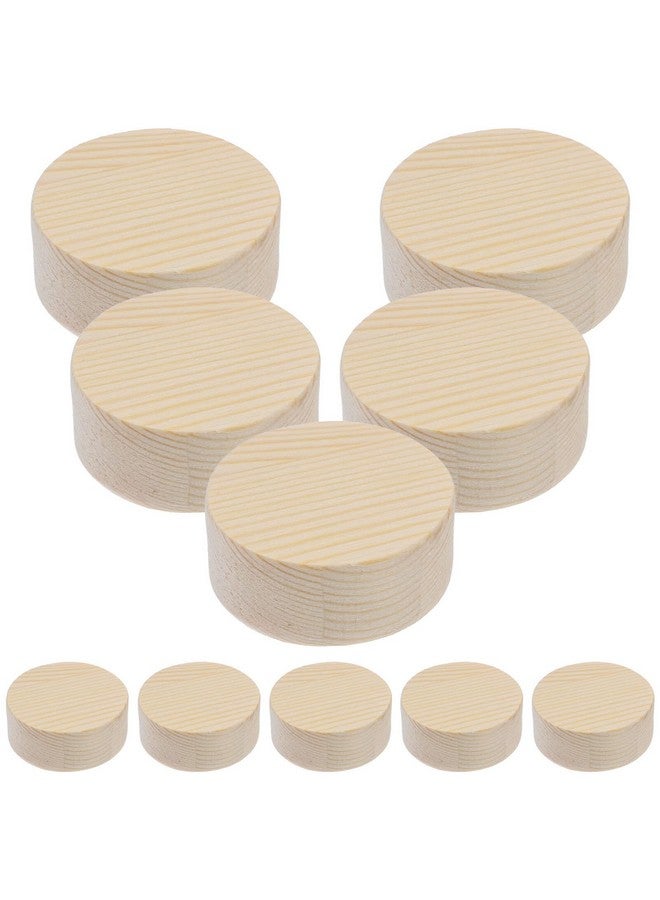 ULTNICE 10pcs Unfinished Round Wooden Block Unpainted Wood Cylinder DIY Wooden Craft Wood Blocks Wooden Round Slices for DIY Arts and Craft (5x2cm) - Image 1