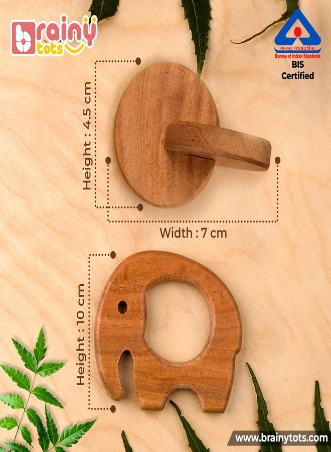 Brainytots Baby Neem Teethers Set - Interlockign Discs + Elephant Shape | Made of Organic Neem Wood | Helps Boost Immunity & Aids in Digestion | Easy to Grasp & Chew | BIS Certified - Image 5