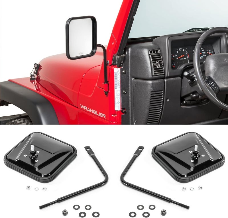 Quadratec Adventure Doorless Mirrors with Square Head - Pair of 2 for Jeep Wrangler & Gladiator (1976-2022) - Image 1