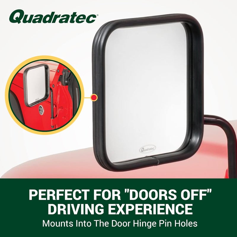 Quadratec Adventure Doorless Mirrors with Square Head - Pair of 2 for Jeep Wrangler & Gladiator (1976-2022) - Image 3