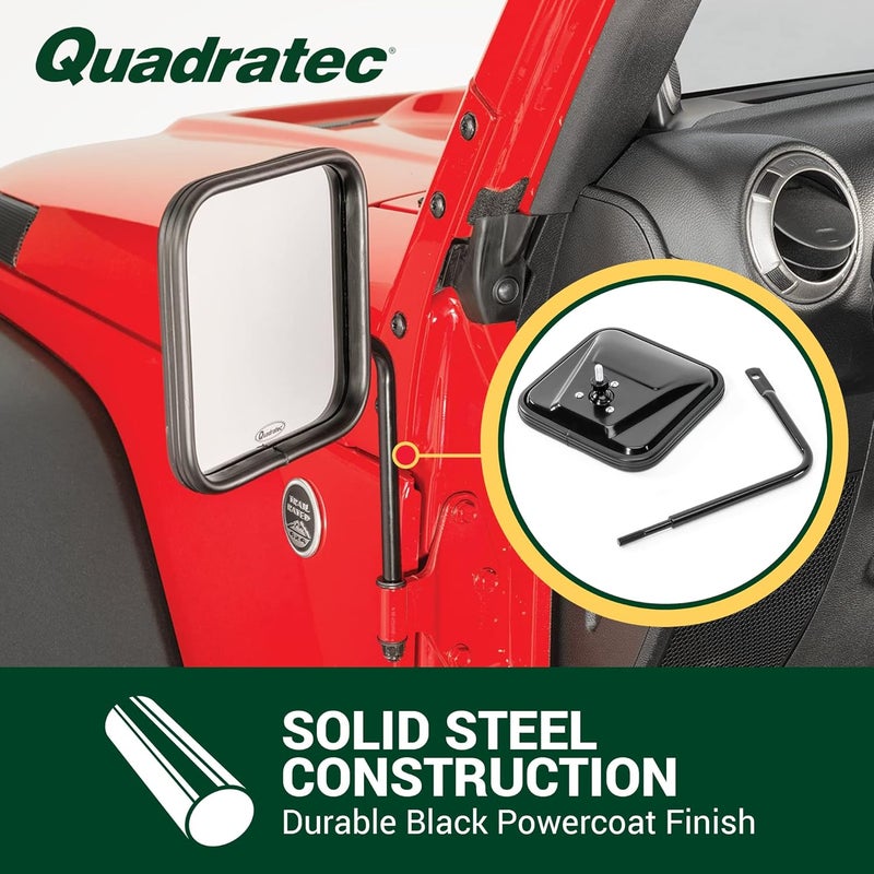 Quadratec Adventure Doorless Mirrors with Square Head - Pair of 2 for Jeep Wrangler & Gladiator (1976-2022) - Image 2