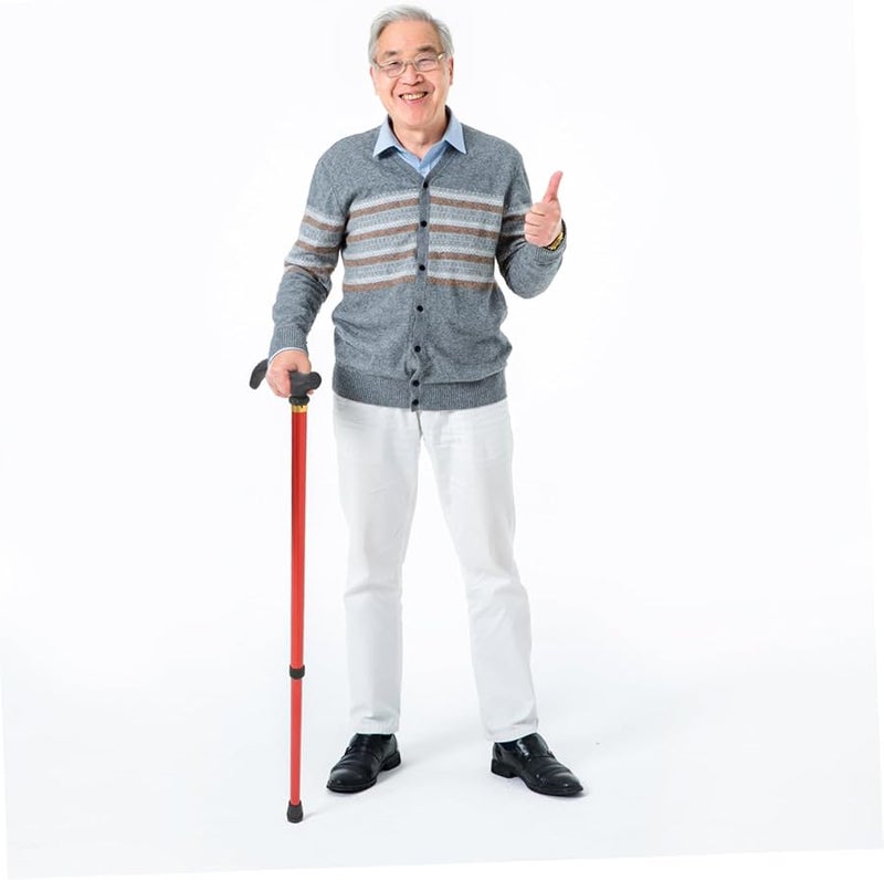 Red Aluminum Alloy Adjustable Walking Cane Telescopic Lightweight Durable Elderly Support - Image 5