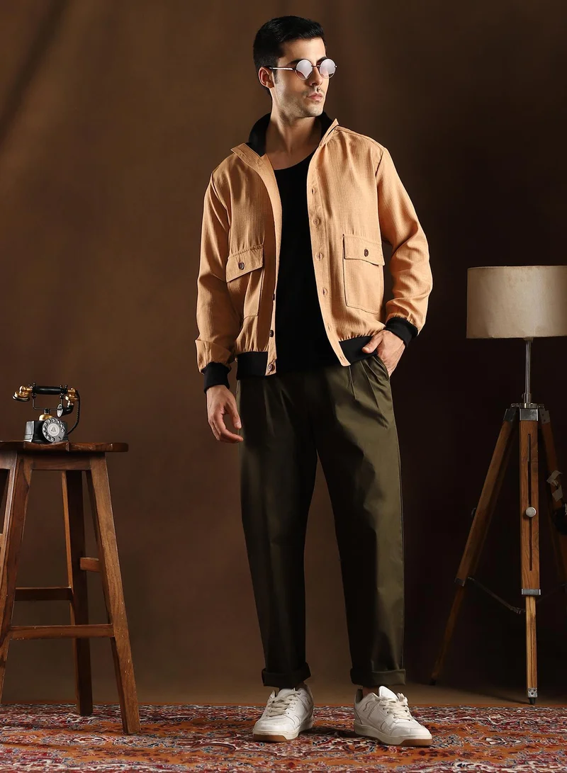 CAHOOT  Men's Khaki Beige Tactile-Utility Bomber Jacket for Men | Best Price UAE