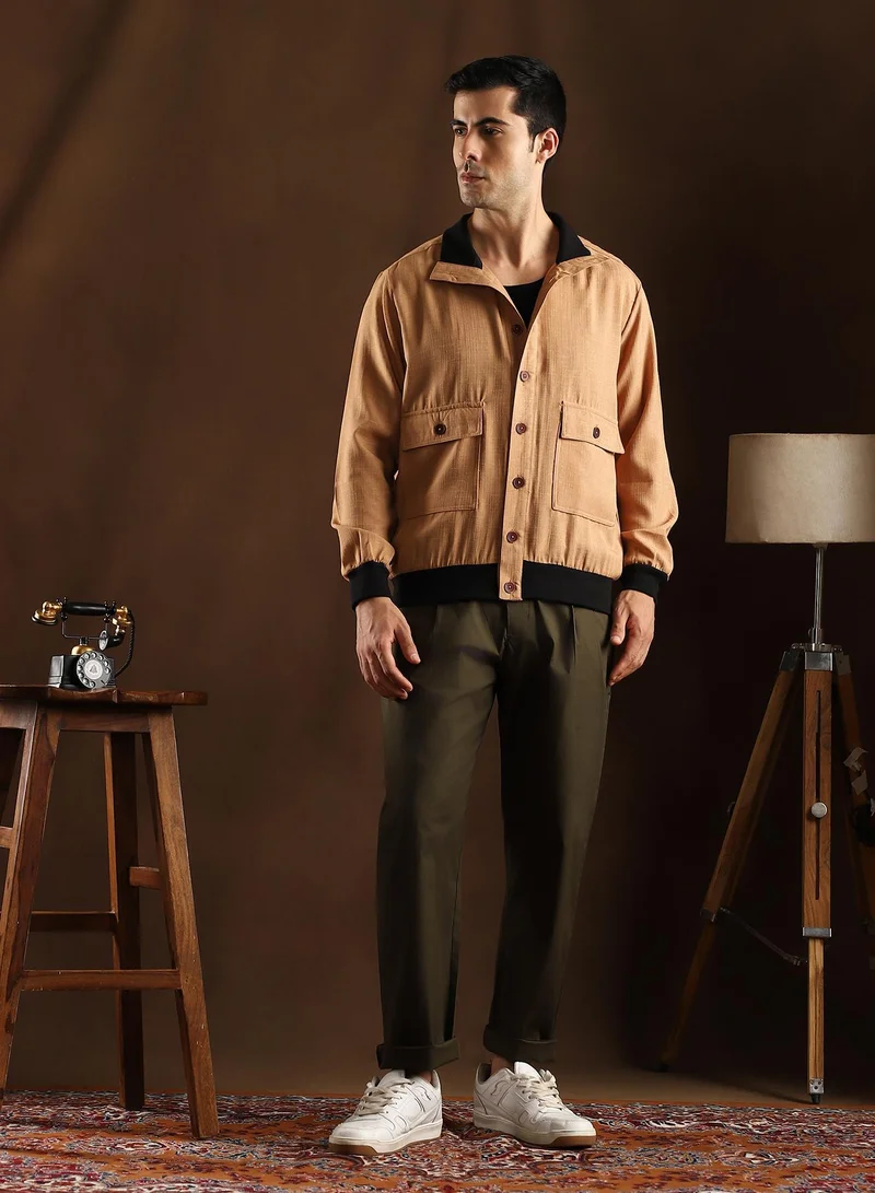 CAHOOT  Men's Khaki Beige Tactile-Utility Bomber Jacket for Men | Best Price UAE