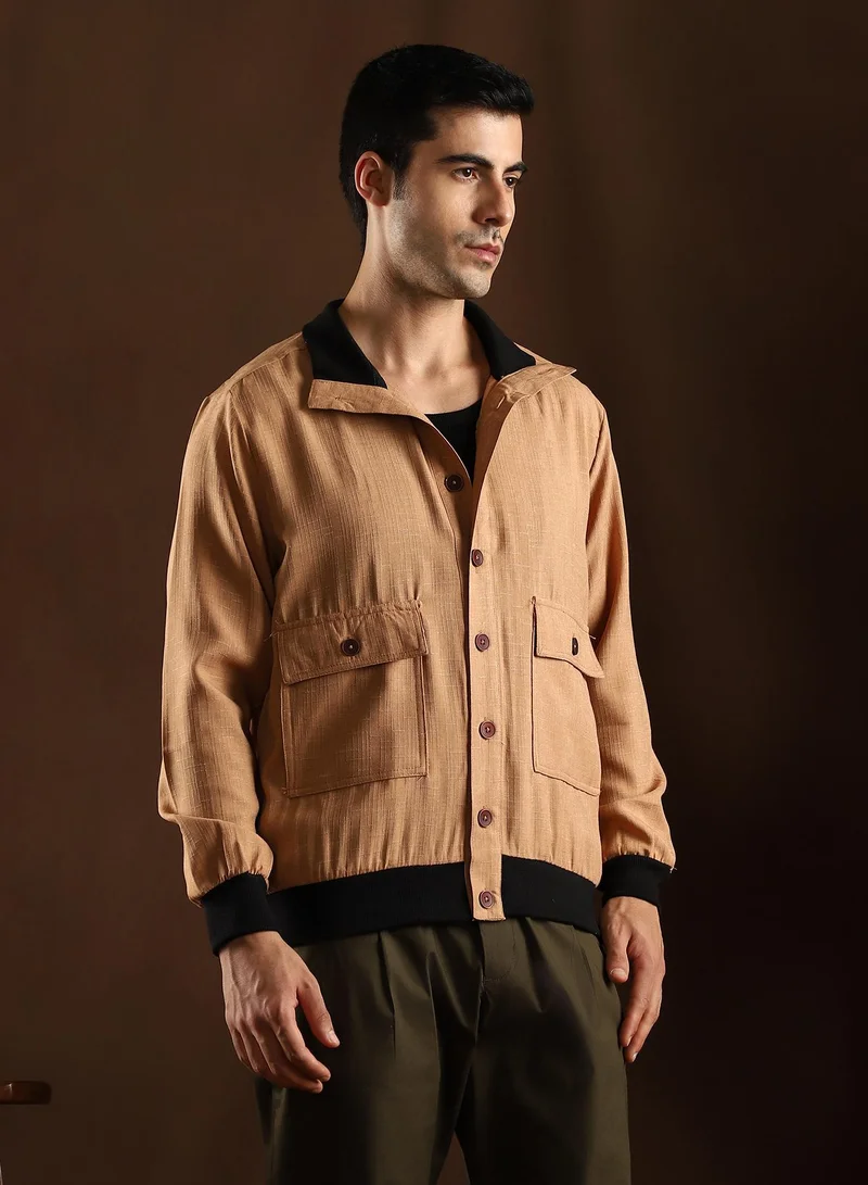 CAHOOT  Men's Khaki Beige Tactile-Utility Bomber Jacket for Men | Best Price UAE