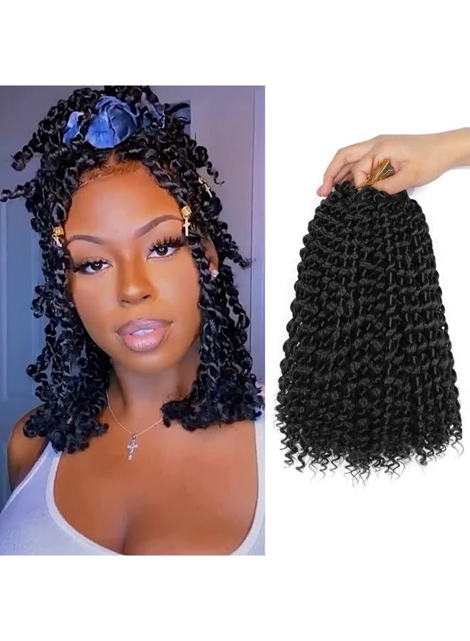 ShowCoco Passion Twist hair 12 Inch, Water Wave Crochet Hair, Passion Twist Crochet Hair Extensions For 6packs Short Bohemian Hair Passion Twist Braiding Hair Braids Natural Black (12 Inch,#1B) - Image 1