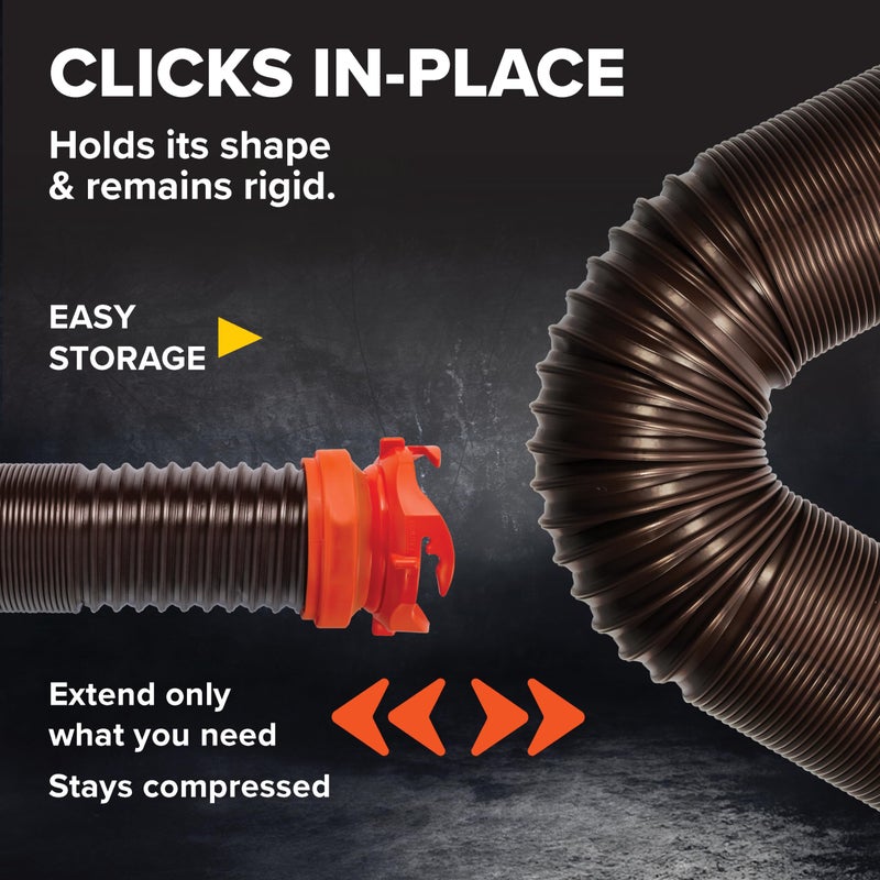 Camco RhinoFLEX 10â€™ Camper/RV Sewer Hose Extension - Features Collapsible Design for RV Storage - Includes Pre-Attached Lug & Bayonet Fitting -Heavy Duty Polyolefin & Reinforced w/Steel Wire (39774) - Image 4