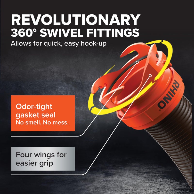 Camco RhinoFLEX 10â€™ Camper/RV Sewer Hose Extension - Features Collapsible Design for RV Storage - Includes Pre-Attached Lug & Bayonet Fitting -Heavy Duty Polyolefin & Reinforced w/Steel Wire (39774) - Image 5