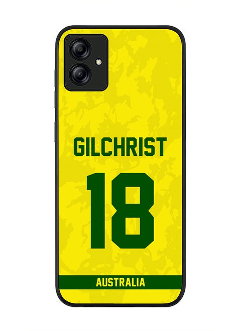 Rugged Black Edge Case for Samsung Galaxy A04, Slim fit Soft Case Flexible Rubber Edges Thin Cover - Player Name - Adam Gilchrist, Jersey Number- 18